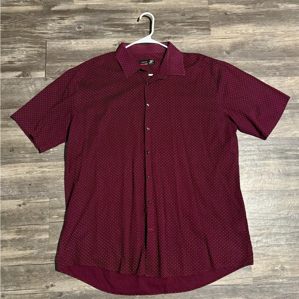 JF J.Ferrar Maroon Patterned Button Down Shirt